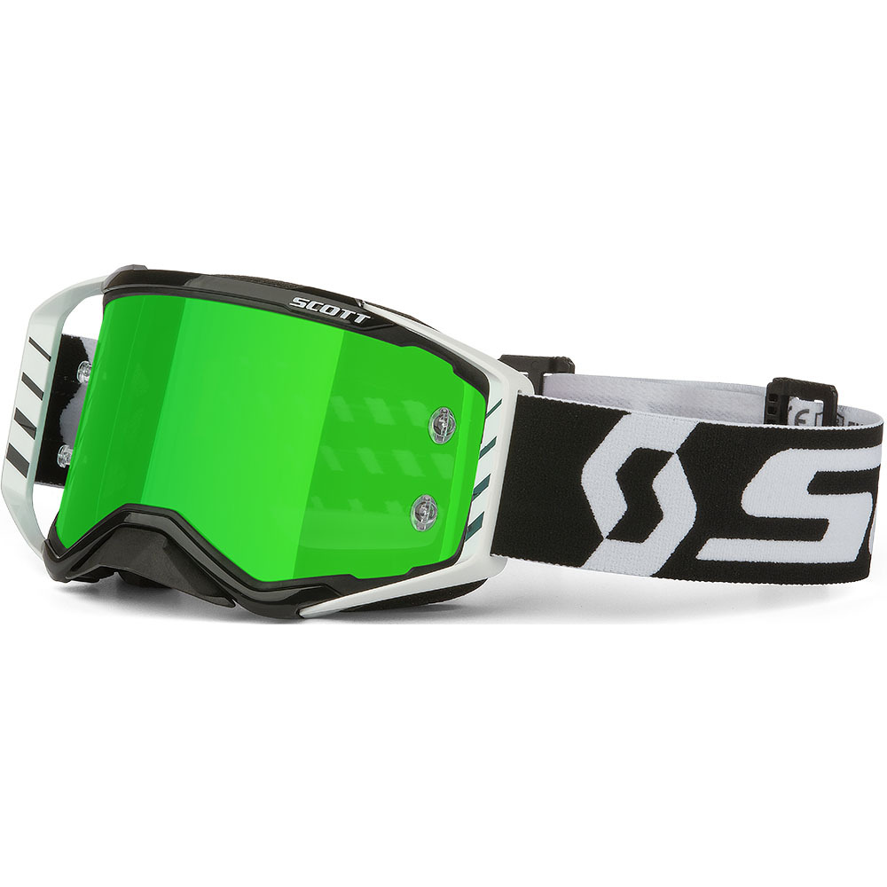 Scott Prospect MX Black/White Green Chrome Motocross Dirt Bike Goggles ...