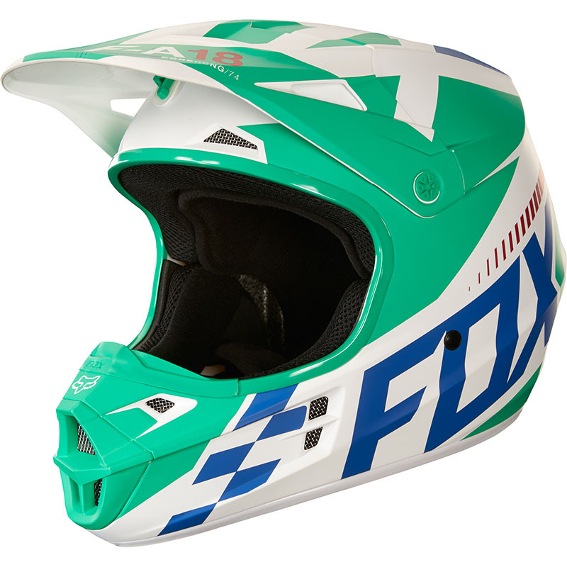 Fox Racing NEW Mx 2018 V1 Sayak Green White Blue ECE ...