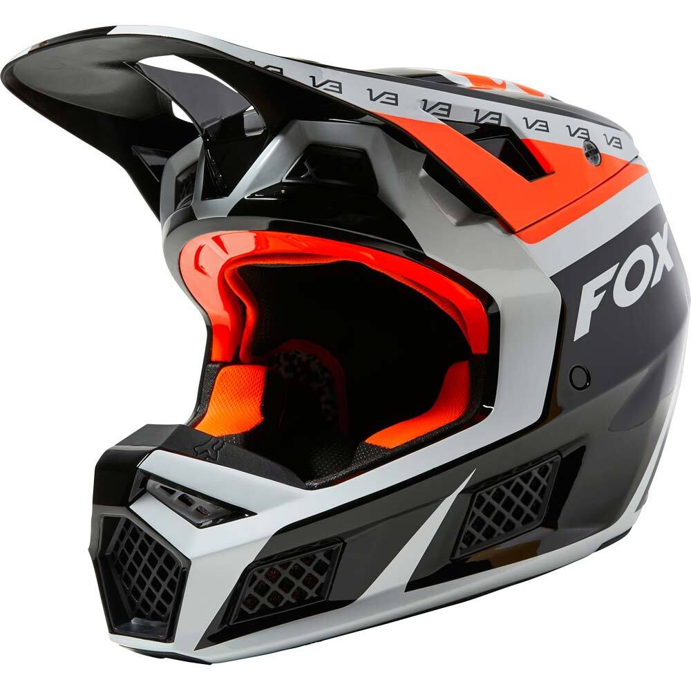 black and orange fox helmet