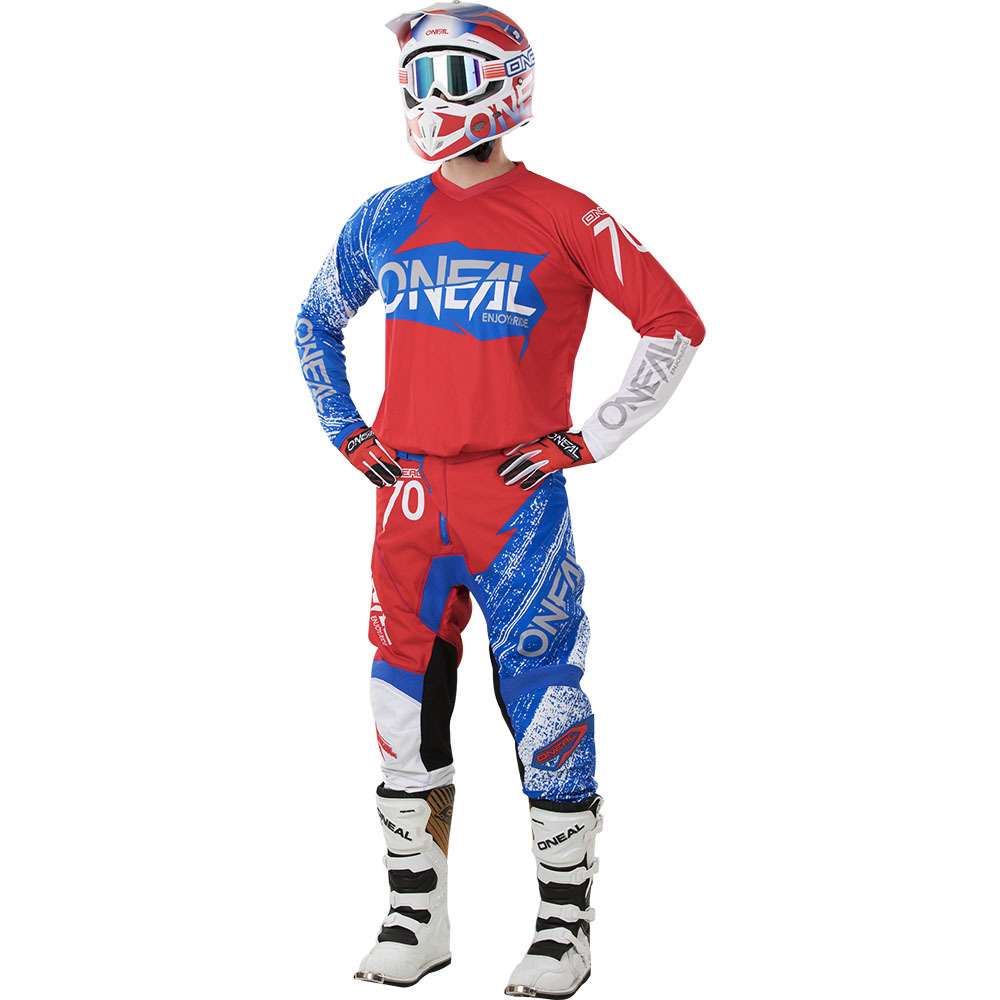 Download NEW Oneal 2018 MX Element Burnout Red White Blue Jersey Pants Motocross Gear Set | eBay