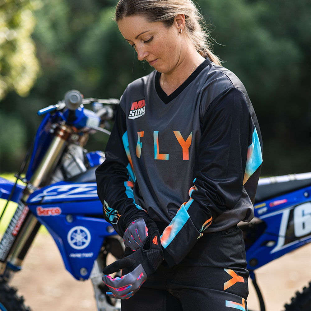 Fly Racing 2023 F-16 Grey/Pink/Blue Womens Jersey at MXstore