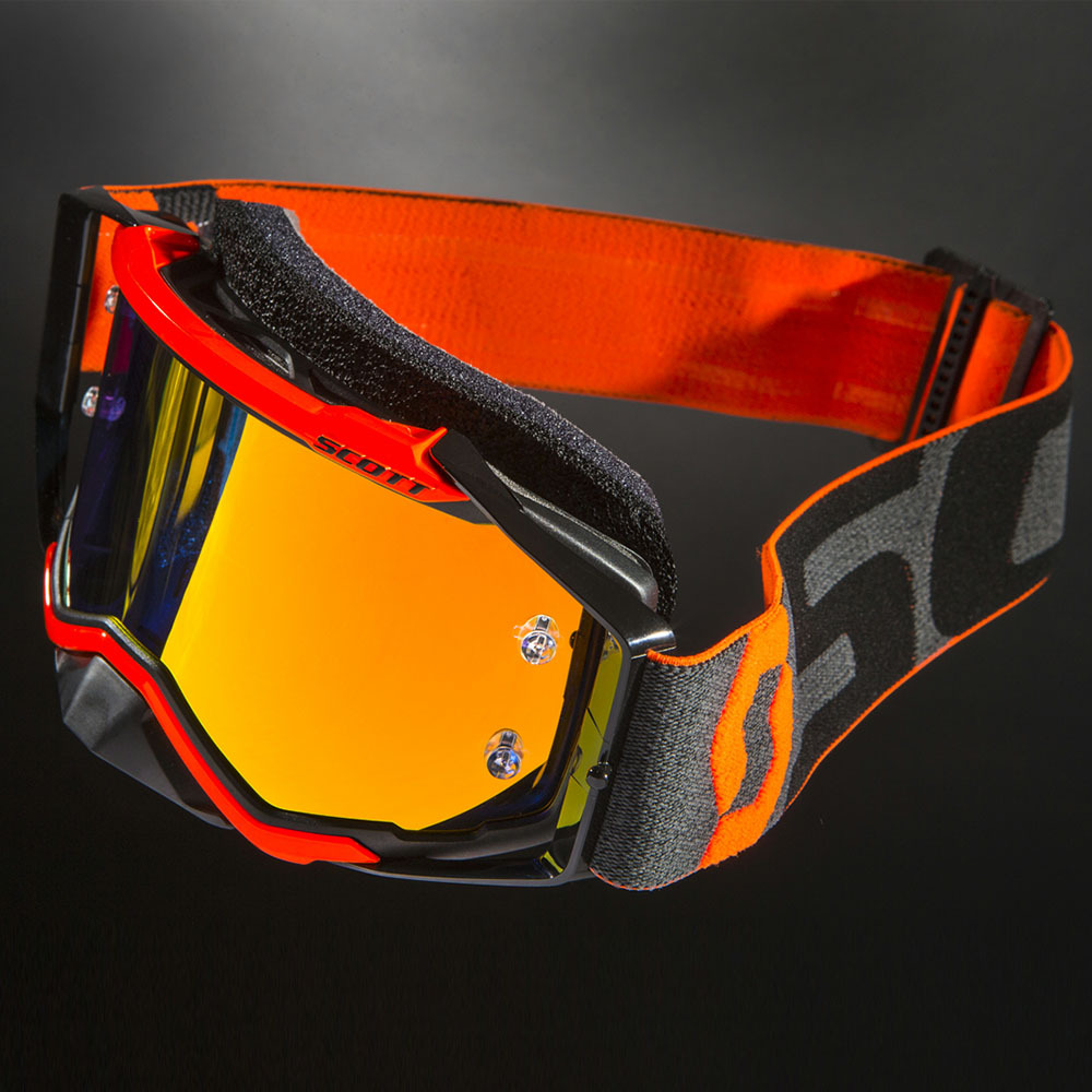 Scott NEW Mx Prospect Black Fluro Orange Chrome Mirror Lens Motocross