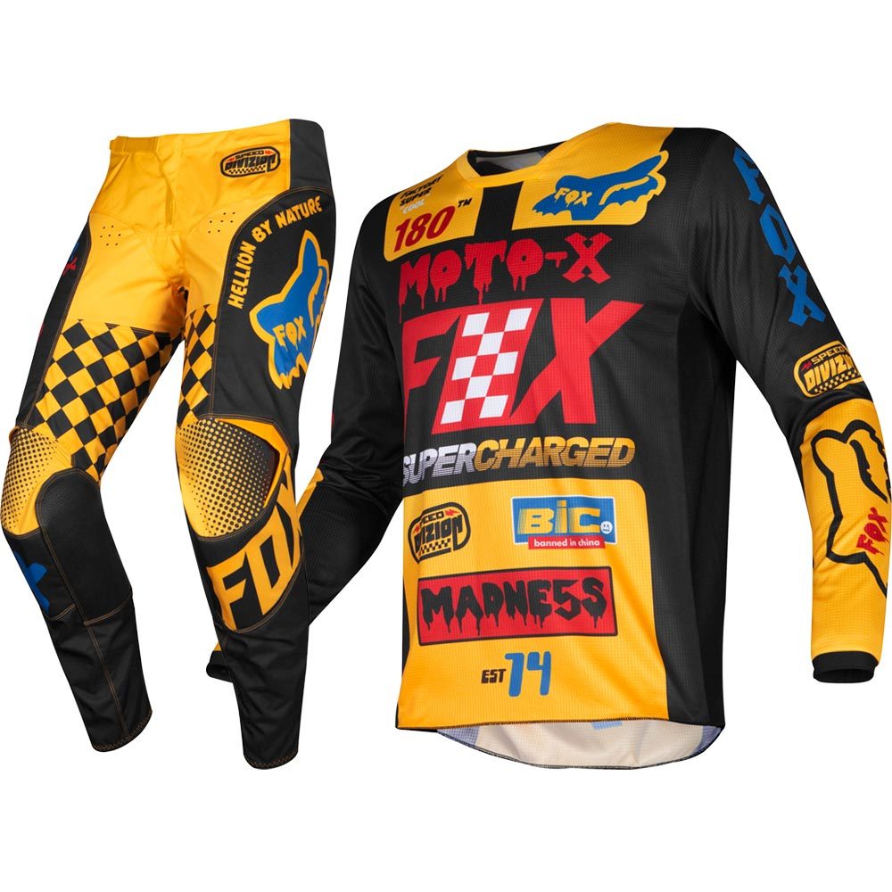 Download NEW Fox Racing 2019 MX 180 Czar Black Yellow Jersey Pants ...