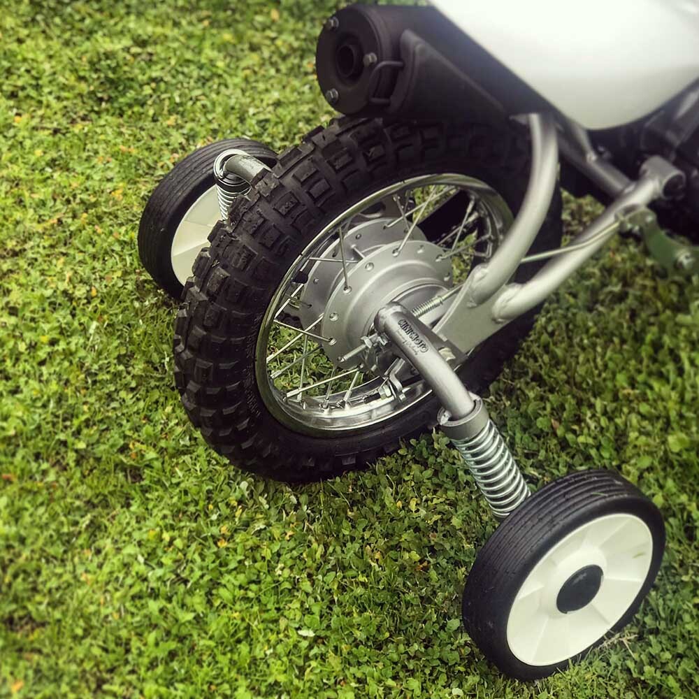Mini Moto Honda CRF50F rear mounted training wheels kit replace Stutterbump