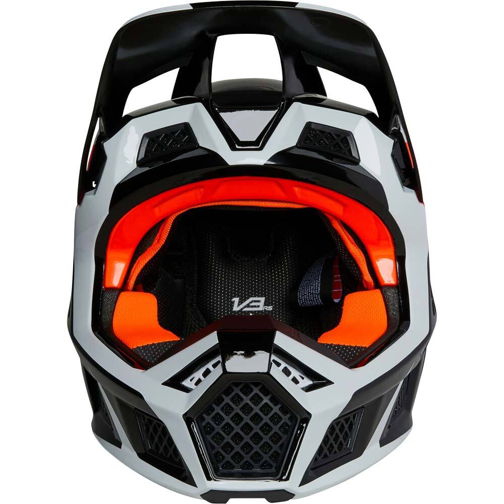 black and orange fox helmet