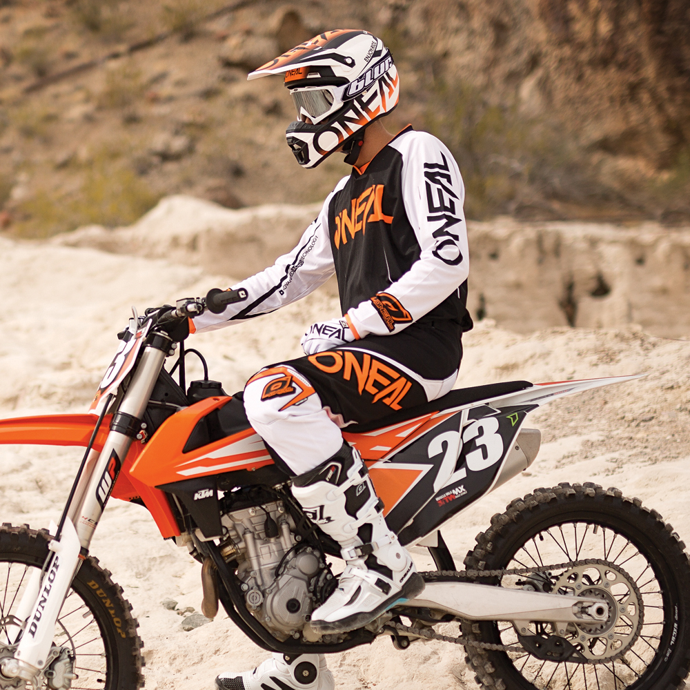 orange dirt bike gear