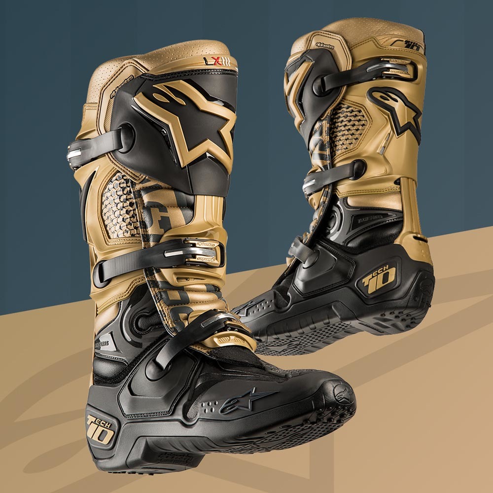 NEW Alpinestars 2018 Mx Tech 10 Aviator Black Gold Motocross Boots | eBay