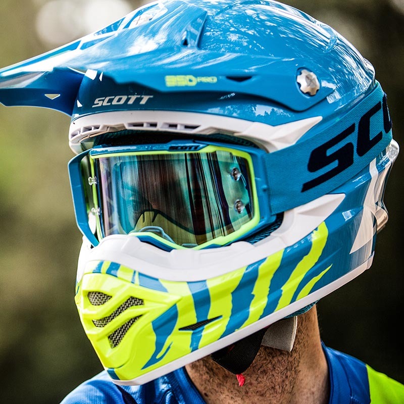 Scott NEW Mx Prospect Blue Yellow Chrome Mirror Lens Motocross Dirt ...