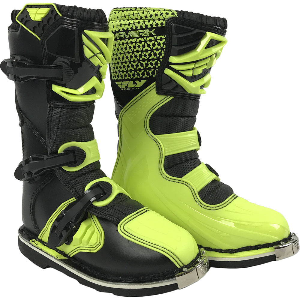 Fly Racing 2018 Maverik Black/Hi-Vis Kids Boots at MXstore