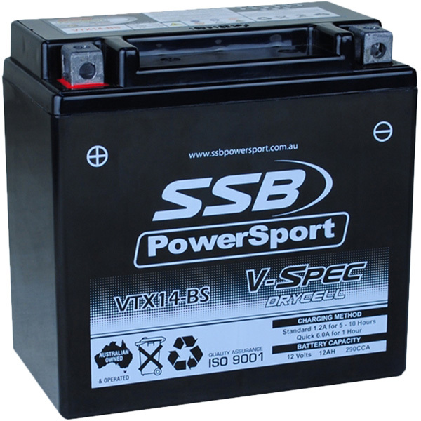 SSB Powersport VTX14-BS 12V V-Spec High Performance AGM Battery At MXstore