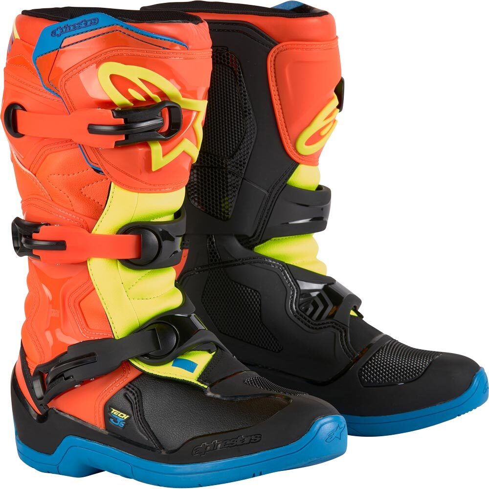 Alpinestars 2025 Tech 3S Fluro Enamel Blue Orange Kids Boots at MXstore