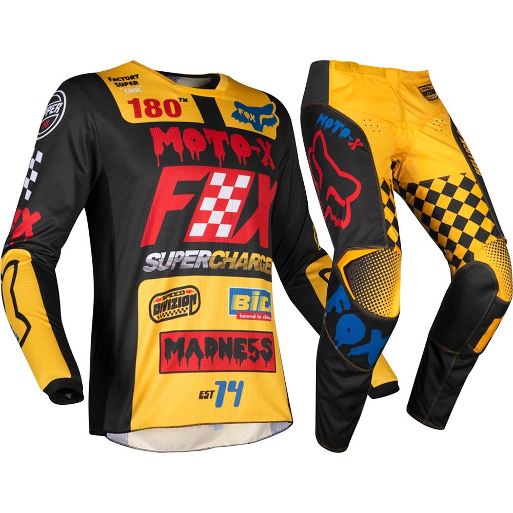 NEW Fox Racing 2019 MX 180 Czar Black Yellow Jersey Pants Motocross Gear Set | eBay
