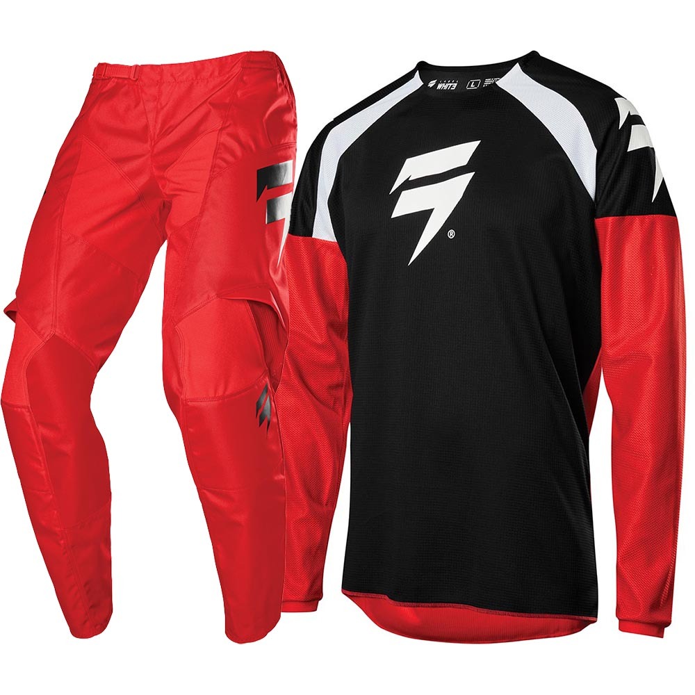 red and black dirt bike gear